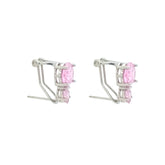 Asfour Crystal Latch Back Earrings With Rose Oval Design In 925 Sterling Silver-ED0136-O